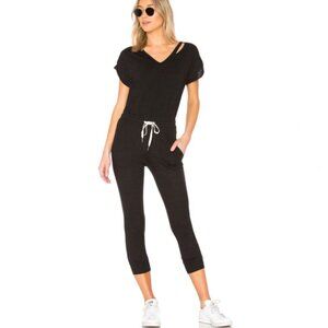 n:Philanthropy Black Jersey Distressed Space Jumpsuit Small